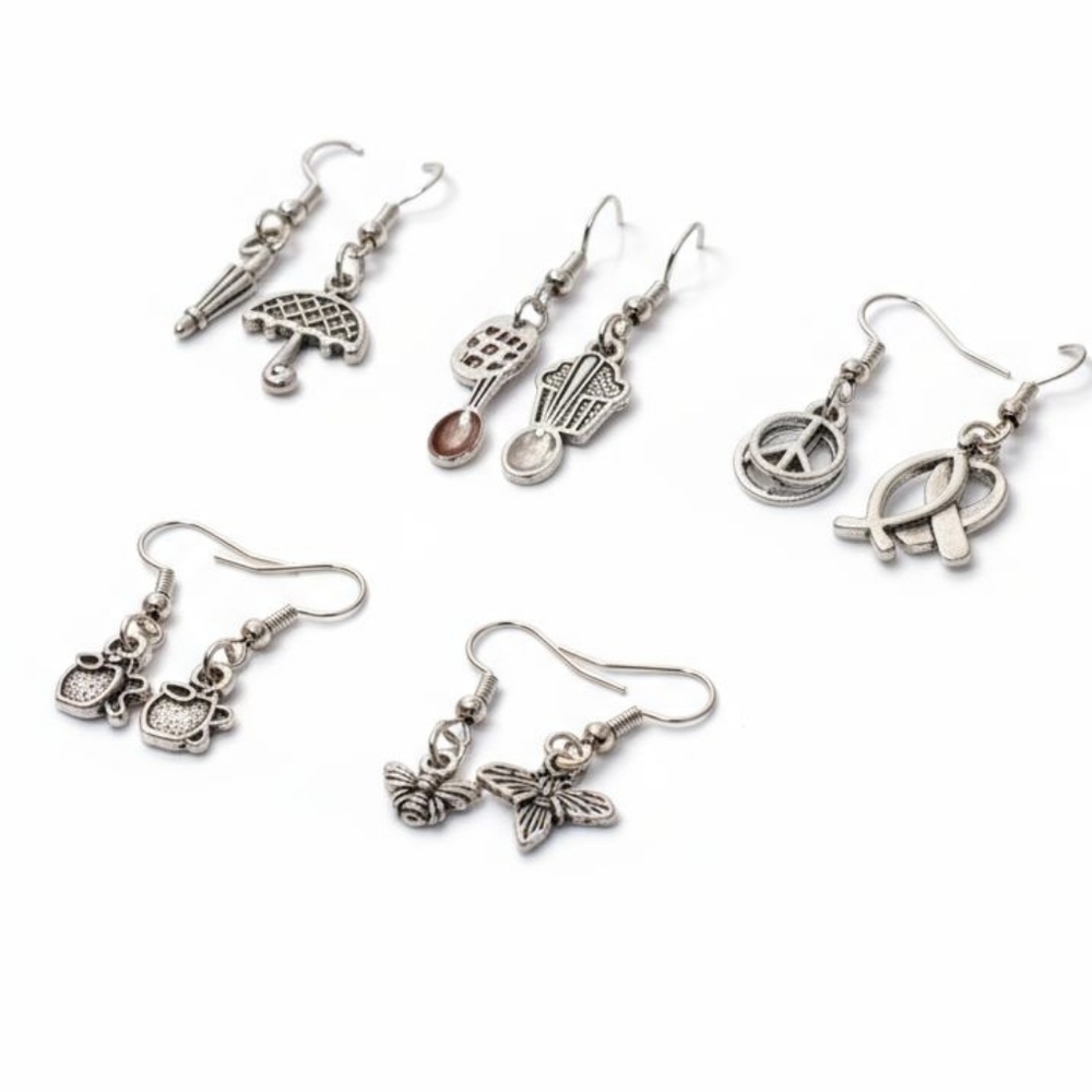 NWT Bundle of 5 Pairs of Adorable Stainless Steel Dangling Earrings!!